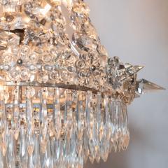 1940s Hollywood Regency Cut Beveled Crystal Chandelier with Silvered Fittings - 1461300