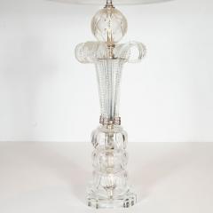 1940s Hollywood Regency Translucent Cut Crystal Table Lamp with Acanthus Details - 1483816