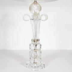 1940s Hollywood Regency Translucent Cut Crystal Table Lamp with Acanthus Details - 1483831