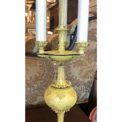 1940s Hollywood Regency Yellow Tole Bouillotte Lamps with Custom Shade a Pair - 1721775