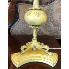1940s Hollywood Regency Yellow Tole Bouillotte Lamps with Custom Shade a Pair - 1721777