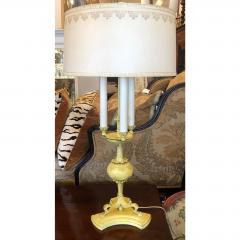 1940s Hollywood Regency Yellow Tole Bouillotte Lamps with Custom Shade a Pair - 1721778