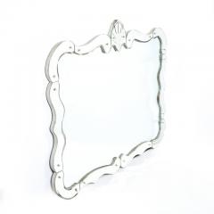 1940s Hollywood Sculptural Beveled Wall Mirror with Stylized Shield Cartouche - 2809695