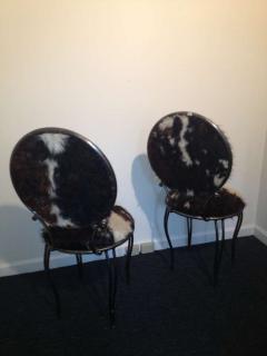 1940s Iron Hollywood Regency Cowhide Chair - 80956