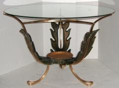 1940s Italian Carved Wood and Brass Cocktail Table - 252140