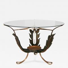 1940s Italian Carved Wood and Brass Cocktail Table - 252582