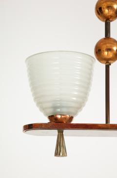 1940s Italian Copper And Brass Chandelier With Glass Shades - 3384906