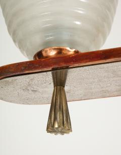 1940s Italian Copper And Brass Chandelier With Glass Shades - 3384912
