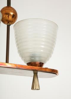 1940s Italian Copper And Brass Chandelier With Glass Shades - 3384913