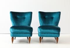 1940s Italian Petitte Slipper And Ottoman In Velvet Upholstery - 4505103