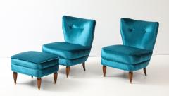 1940s Italian Petitte Slipper And Ottoman In Velvet Upholstery - 4505107