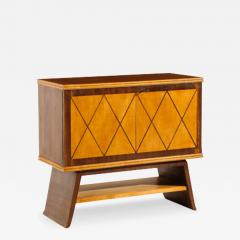 1940s Italian cabinet teak cherrywood w geometric inlay - 3889936