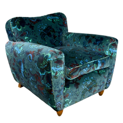 1940s Italian classic modernist club chair w patterned velvet - 4528124