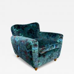 1940s Italian classic modernist club chair w patterned velvet - 4528125
