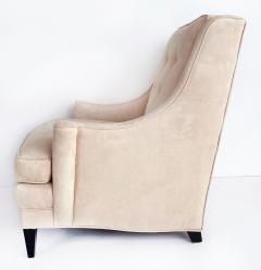 1940s Mid century Modern Club Chairs Ultrasuede Upholstery Loose Seat Cushions - 4375506