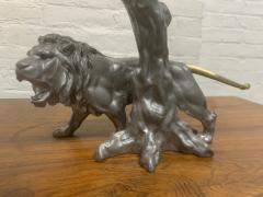 1940s Pewter and Bronze Lion Lamp - 2078501