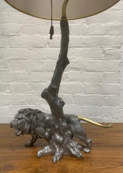 1940s Pewter and Bronze Lion Lamp - 2078503
