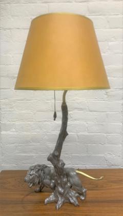 1940s Pewter and Bronze Lion Lamp - 2078505