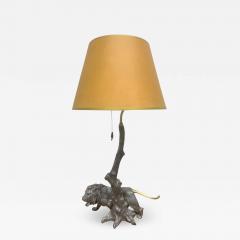 1940s Pewter and Bronze Lion Lamp - 2081419