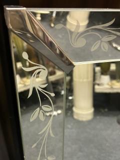 1940s REVERSE PAINTED FLORAL BORDER RECTANGULAR MIRROR WITH CHROME CORNERS - 4247735