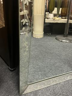 1940s REVERSE PAINTED FLORAL BORDER RECTANGULAR MIRROR WITH CHROME CORNERS - 4247737