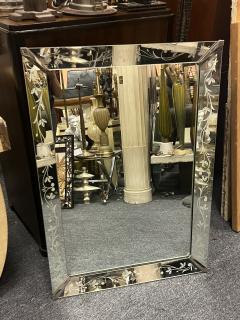 1940s REVERSE PAINTED FLORAL BORDER RECTANGULAR MIRROR WITH CHROME CORNERS - 4247738