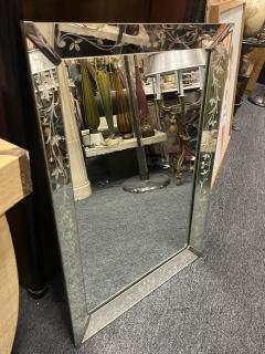 1940s REVERSE PAINTED FLORAL BORDER RECTANGULAR MIRROR WITH CHROME CORNERS - 4247739