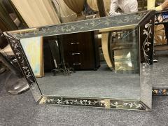 1940s REVERSE PAINTED FLORAL BORDER RECTANGULAR MIRROR WITH CHROME CORNERS - 4247744