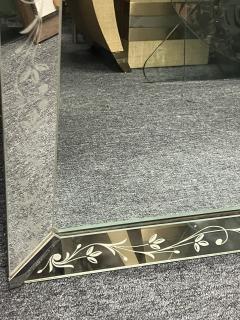 1940s REVERSE PAINTED FLORAL BORDER RECTANGULAR MIRROR WITH CHROME CORNERS - 4247745