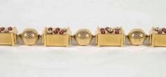 1940s Retro Ruby Diamond Rose Gold Link Bracelet - 1613031