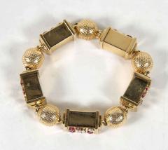 1940s Retro Ruby Diamond Rose Gold Link Bracelet - 1613034