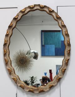 1940s Scalloped Gilt Oval Italian Mirror - 2215824