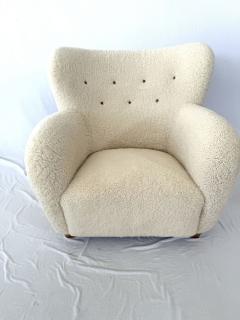 1940s Scandinavian Sheepskin Lounge Chair - 3869046