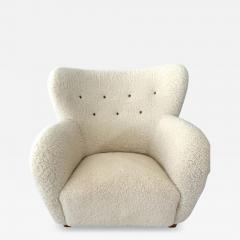 1940s Scandinavian Sheepskin Lounge Chair - 3871373