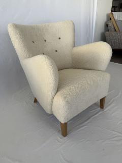 1940s Scandinavian Sheepskin Shearling Lounge Chair - 3920838