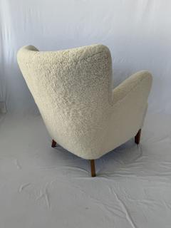 1940s Scandinavian Sheepskin Shearling Lounge Chair - 3920840