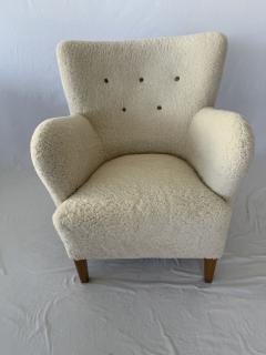 1940s Scandinavian Sheepskin Shearling Lounge Chair - 3920841