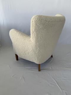 1940s Scandinavian Sheepskin Shearling Lounge Chair - 3920843