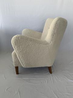 1940s Scandinavian Sheepskin Shearling Lounge Chair - 3920844