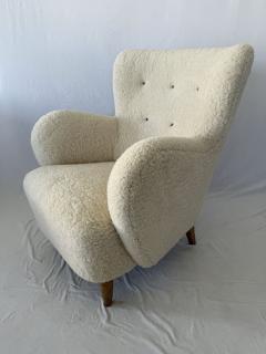 1940s Scandinavian Sheepskin Shearling Lounge Chairs - 3920805