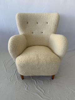 1940s Scandinavian Sheepskin Shearling Lounge Chairs - 3920806