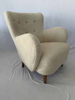 1940s Scandinavian Sheepskin Shearling Lounge Chairs - 3920813