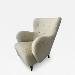 1940s Scandinavian Sheepskin Shearling Lounge Chairs - 3922824