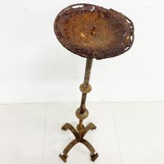 1940s Sculptural Distress Hand Forged Iron Floor Stand Tall Rustic Candle Holder - 2495393
