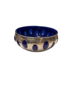 1940s Sterling silver and blue glass vide poche  - 4567723