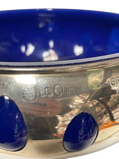 1940s Sterling silver and blue glass vide poche  - 4567729
