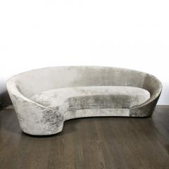1940s Style Modernist Sweeping Curved Sofa in Platinum Velvet - 2909320