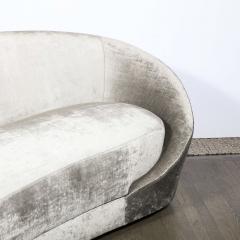 1940s Style Modernist Sweeping Curved Sofa in Platinum Velvet - 2909333