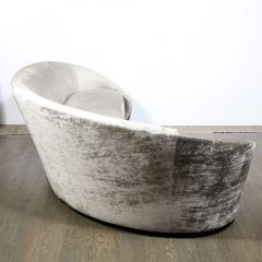 1940s Style Modernist Sweeping Curved Sofa in Platinum Velvet - 2909336