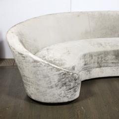 1940s Style Modernist Sweeping Curved Sofa in Platinum Velvet - 2909378